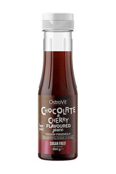 OstroVit Chocolate & Cherry Flavoured Sauce 350g, vegan, sugar-free, low-calorie dessert option.